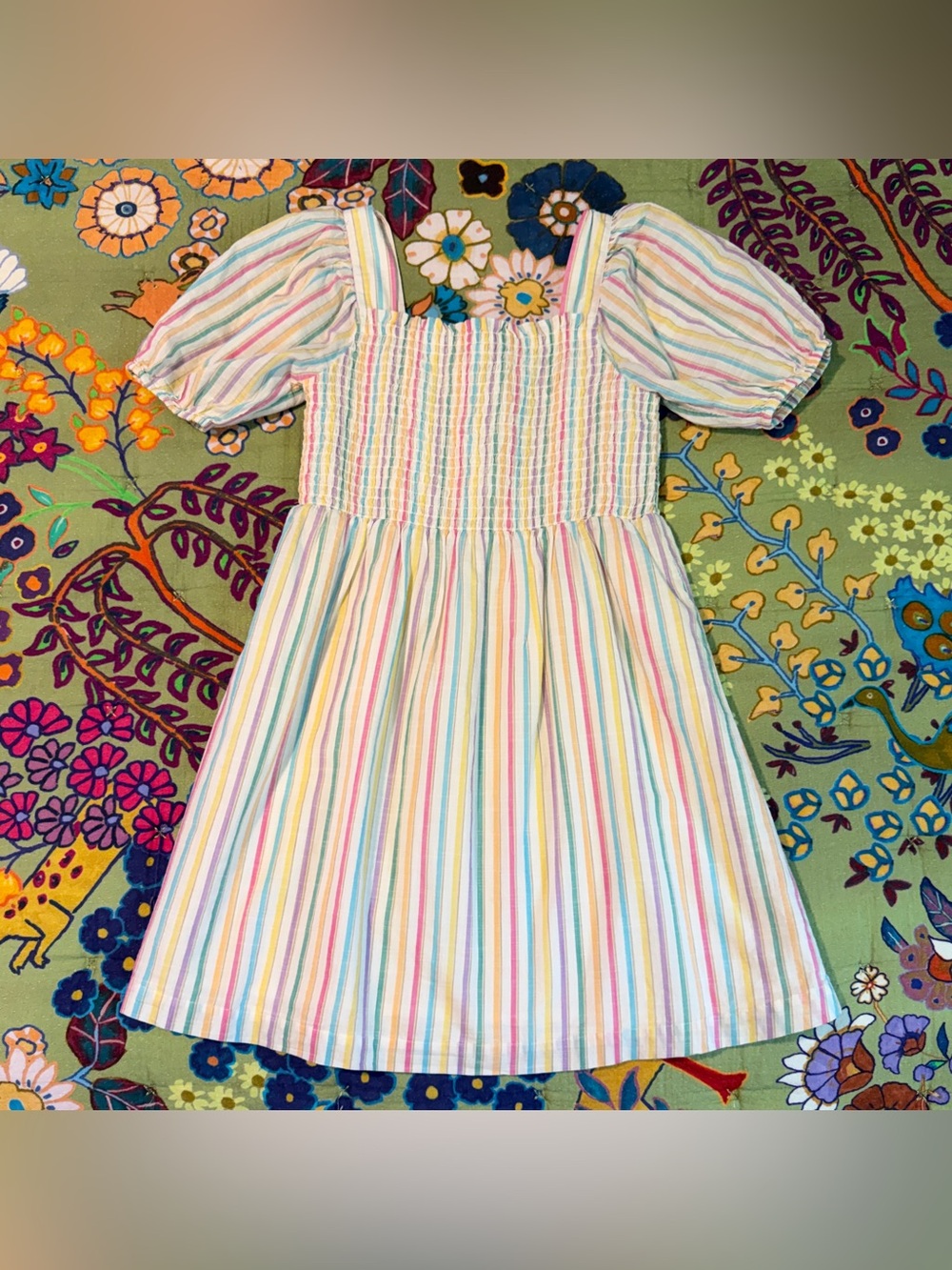 Gap Kids Pastel Rainbow Stripe Smocked Dress